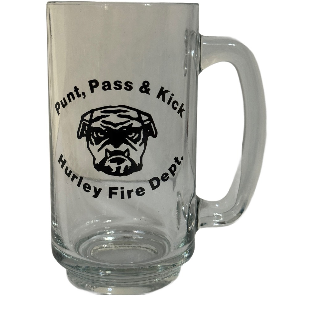 Hurley Fire Dept Punt Pass Kick Bulldog Glass Beer Mug